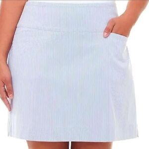 S.C. & CO Skort Women's Blue Pinstripe Stretch Pull On Skirt w/ Shorts Under S